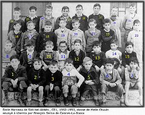 ECOLE MARCEAU GARCONS 1952 CE1 MELLE CHUVIN